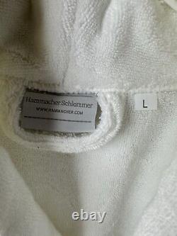 Hammacher Schlemmer Long Bathrobe Size Large Turkish Cotton Luxury White with Bag