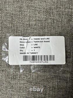 Hammacher Schlemmer Long Bathrobe Size Large Turkish Cotton Luxury White with Bag