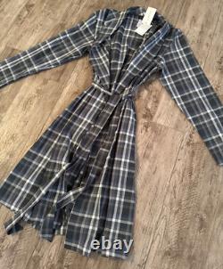 Hanro Of Switzerland Loran Big Karo Plaid Bath Robe New With Tags-size Small