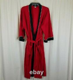 Harcourt Red & Black Velour Wrap Bath Robe Mens One Size OS Striped USA Smoking
