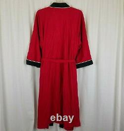 Harcourt Red & Black Velour Wrap Bath Robe Mens One Size OS Striped USA Smoking