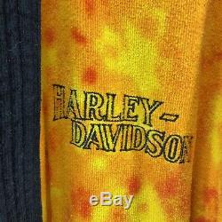 Harley Davidson 100% Cotton Embroidered Bathrobe One Size Tie Die Rainbow