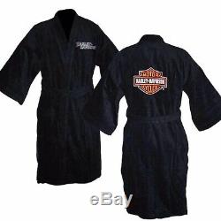 Harley Davidson Black Bathrobe Logo Motorcycle Robe