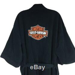 Harley Davidson Black Bathrobe Logo Motorcycle Robe