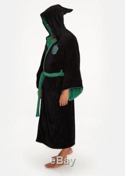 Harry Potter Slytherin Mens Bath Robe Dressing Night Gown Hood Slippers Mules