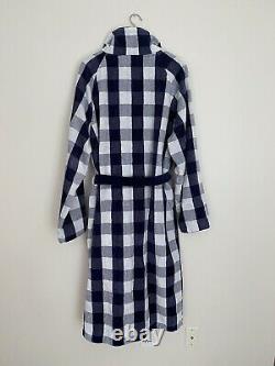 Hastens Blue Checkers Mens/womens Luxury Cotton Bathrobe Size M