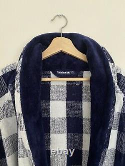 Hastens Blue Checkers Mens/womens Luxury Cotton Bathrobe Size M
