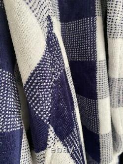 Hastens Blue Checkers Mens/womens Luxury Cotton Bathrobe Size M