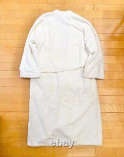Hermes Bathrobe 100% Cotton Pile Fabric Logo White Long Sleeve Men's Used