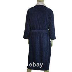 Hermes Blue & Lavender Soft Cotton Men's Bathrobe Dressing Gown w. Emblem