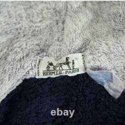 Hermes Blue & Lavender Soft Cotton Men's Bathrobe Dressing Gown w. Emblem