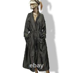 Hermes Luxurious Dark Grey Men's 100% Silk Faconnee H Bath Robe Sz L-XL