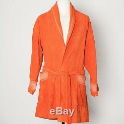 Hermes Paris Orange Terry Cotton Luxury Beach Bath Robe Mens Size S