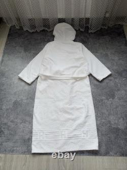 Hermes Paris White Shawl Collar Terry Cotton Full Length Bathrobe Men's Medium