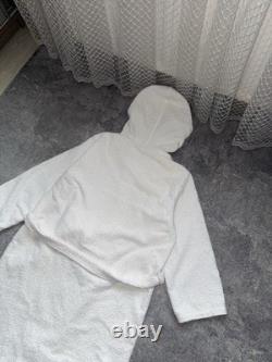 Hermes Paris White Shawl Collar Terry Cotton Full Length Bathrobe Men's Medium