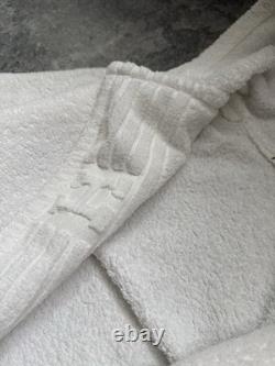 Hermes Paris White Shawl Collar Terry Cotton Full Length Bathrobe Men's Medium