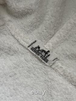 Hermes Paris White Shawl Collar Terry Cotton Full Length Bathrobe Men's Medium