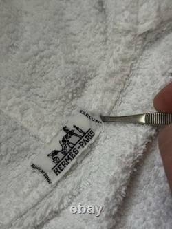 Hermes Paris White Shawl Collar Terry Cotton Full Length Bathrobe Men's Medium