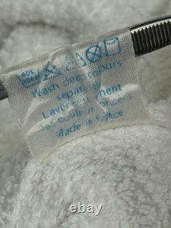 Hermes Paris White Shawl Collar Terry Cotton Full Length Bathrobe Men's Medium