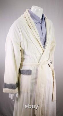 Hermes Paris White Shawl Collar Terry Cotton Modal Bathrobe Robe Men's Medium