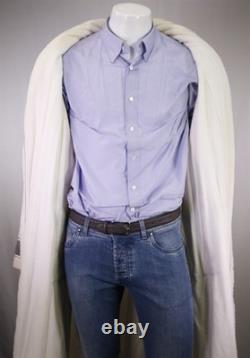 Hermes Paris White Shawl Collar Terry Cotton Modal Bathrobe Robe Men's Medium