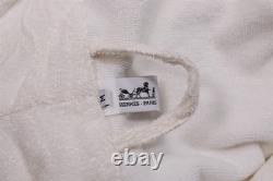 Hermes Paris White Shawl Collar Terry Cotton Modal Bathrobe Robe Men's Medium