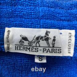 Hermes bathrobe blue size S 100% cotton dolphin pattern long sleeve men's