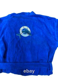 Hermes bathrobe blue size S 100% cotton dolphin pattern long sleeve men's