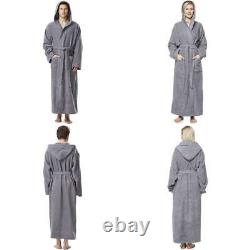 Hooded Bathrobe Full Length For Women'S Men'S 100% Cotton Terry Towelling Dressi