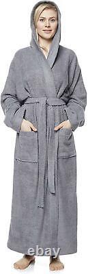 Hooded Bathrobe Full Length For Women'S Men'S 100% Cotton Terry Towelling Dressi