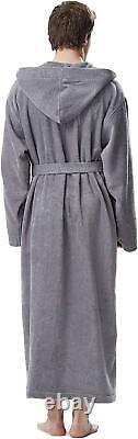 Hooded Bathrobe Full Length For Women'S Men'S 100% Cotton Terry Towelling Dressi