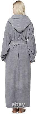 Hooded Bathrobe Full Length For Women'S Men'S 100% Cotton Terry Towelling Dressi