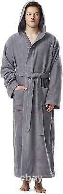 Hooded Bathrobe Full Length For Women'S Men'S 100% Cotton Terry Towelling Dressi