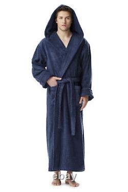 Hooded Bathrobe Mens Luxury Thick Turkish Cotton Terry Spa Robe With Hood