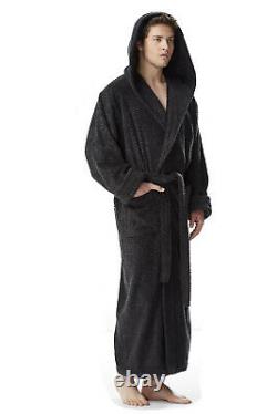 Hooded Bathrobe Mens Luxury Thick Turkish Cotton Terry Spa Robe With Hood