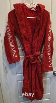 Hooded sponge bathrobe man EMPORIO ARMANI Red Swimwear Men's L Large