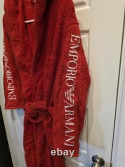 Hooded sponge bathrobe man EMPORIO ARMANI Red Swimwear Men's L Large