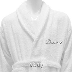 Hotel Spa Edition Bath Robe Shawl Collar White Monogram Personalized Bathrobe