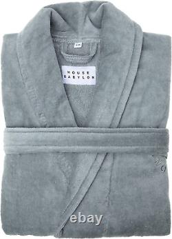 House Babylon Unisex Bathrobe Velour Dressing Gown 450 GSM long cotton fibres