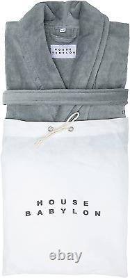 House Babylon Unisex Bathrobe Velour Dressing Gown 450 GSM long cotton fibres