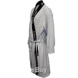 Hugo Boss Identity Kimono Jersey Cotton Men's Bathrobe, Grey/blue