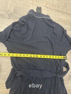 Hugo Boss Men's Kimono-BM Robe Navy Blue Cotton Logo Dressing Gown