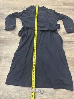 Hugo Boss Men's Kimono-BM Robe Navy Blue Cotton Logo Dressing Gown