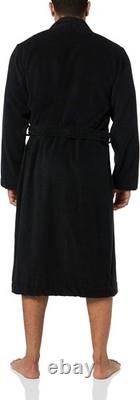 Hugo Boss Men's Terry Bath Robe with Embroidered Logo, Black