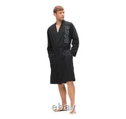 Hugo boss Dressing Gown IN Jersey Cotton with Logo on Texture 50479370 Black