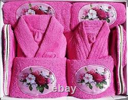 Indian Pure Cotton 8 Pcs Premium Couple Bathrobe Set Men & Women