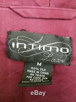 Intimo Luxe Burgundy Washed 100% Matte Silk Men's Bathrobe Robe M