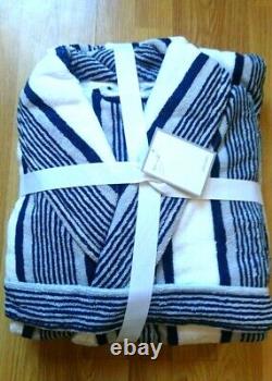 John Lewis Unisex Bath Robe Small Medium 100% Cotton Blue White Deckchair Stripe
