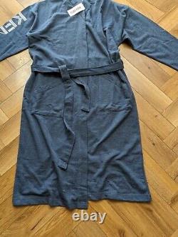 KENZO Mens Bath Robe/Dressing Gown In Blue Size Mens XL Mid Length Belted