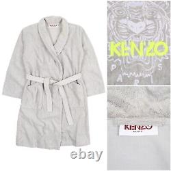 KENZO Towel Pile Fleece Gray Men's Bathrobe Size M